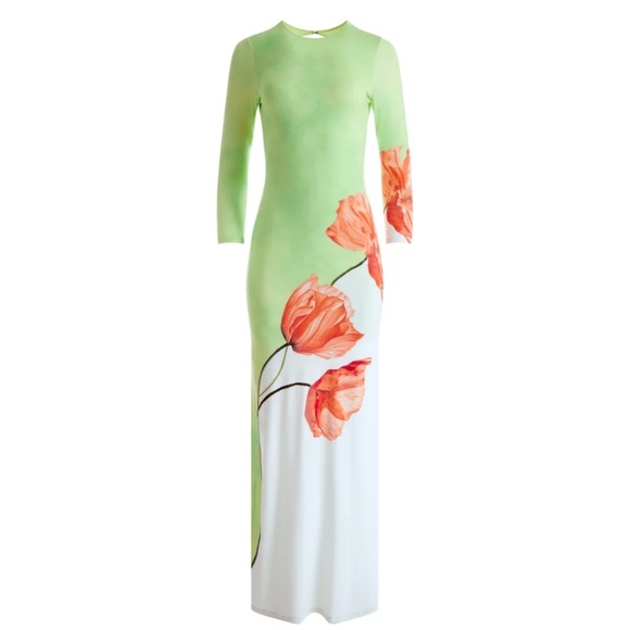 Alice + Olivia Delora Dream Life Sharp Green open-back maxi dress XS $595 - Picture 5 of 11